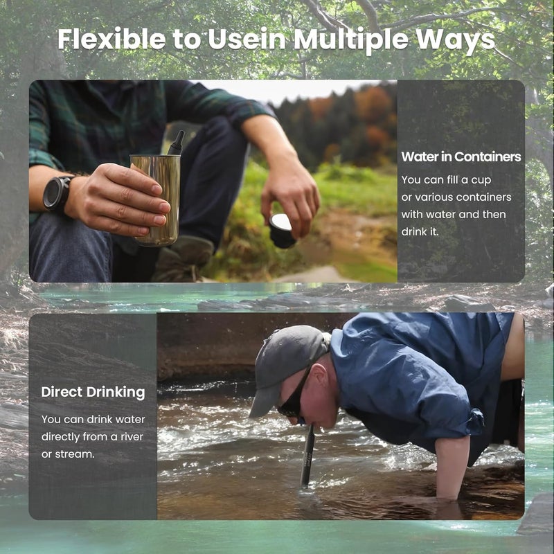joypur Portable Water Filter Straw Survival, Essential Camping & Hiking Gear, Water Purification Straw for Travel, Biking and Emergency Preparedness - Image 4
